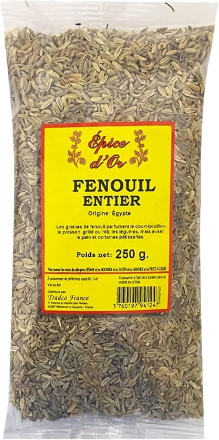 Graines De Fenouil 250g - Epice d'Or, 100% Naturel, Sans Additifs, Sans Arôme Artificiel, Sans Conservateur 250.0 Grammes