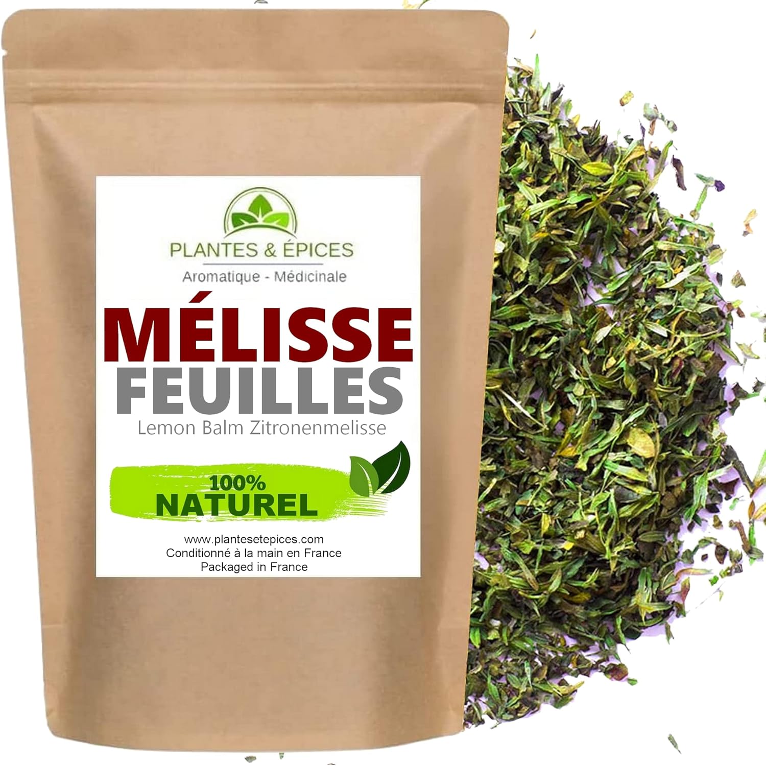 Plantes & Epices - Mélisse en Feuilles séchées 100% Naturelles, idéal pour Tisane Infusion Biologique (100g) 100 g (Lot de 1)