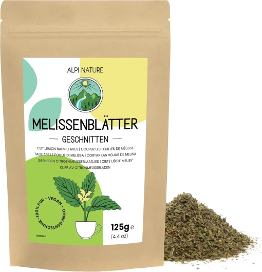 Melisse Tisane 125g par Alpi Nature, Thé en Vrac, Thé aux Feuilles de Mélisse Séchées et Coupées