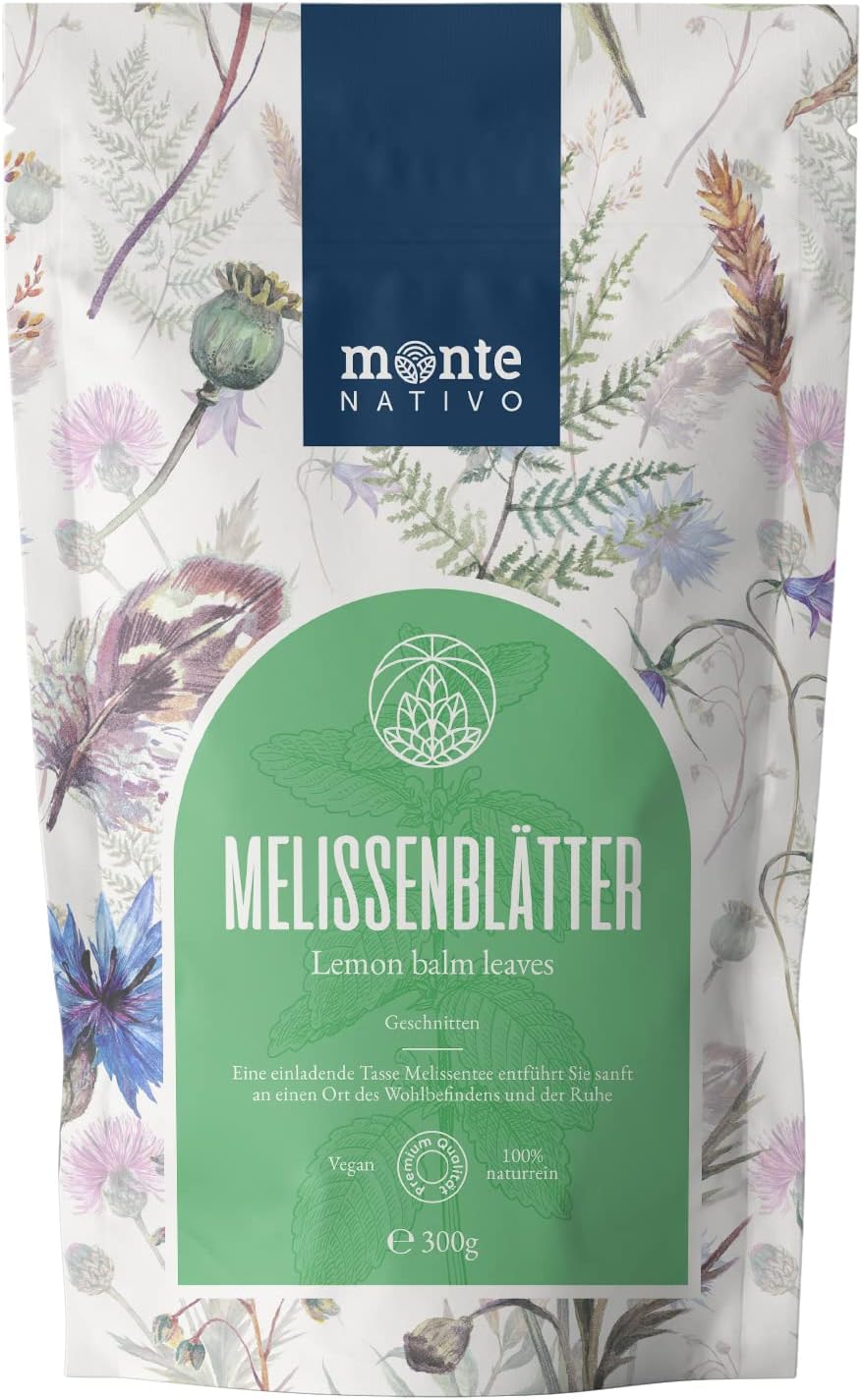 Thé à la Mélisse (300 g) Monte Nativo - Tisane en vrac - Thé de mélisse séché - Feuilles de mélisse - 100% pur et naturel - La mélisse offre un thé sain avec un arôme rafraîchissant Melissa