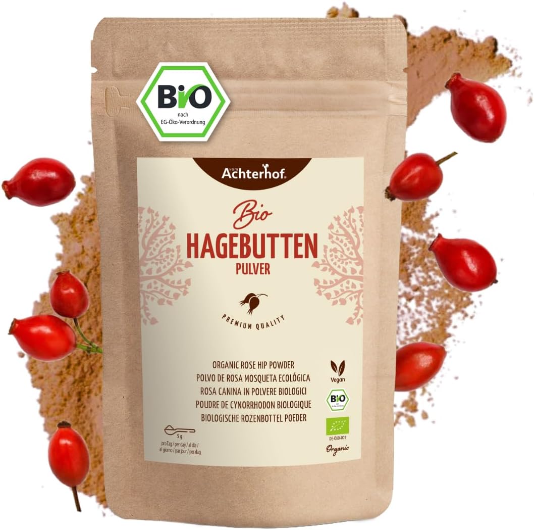 Cynorrhodon en poudre biologique (1000g) - églantines entières - 100% poudre d'églantine originale biologique en qualité crudités