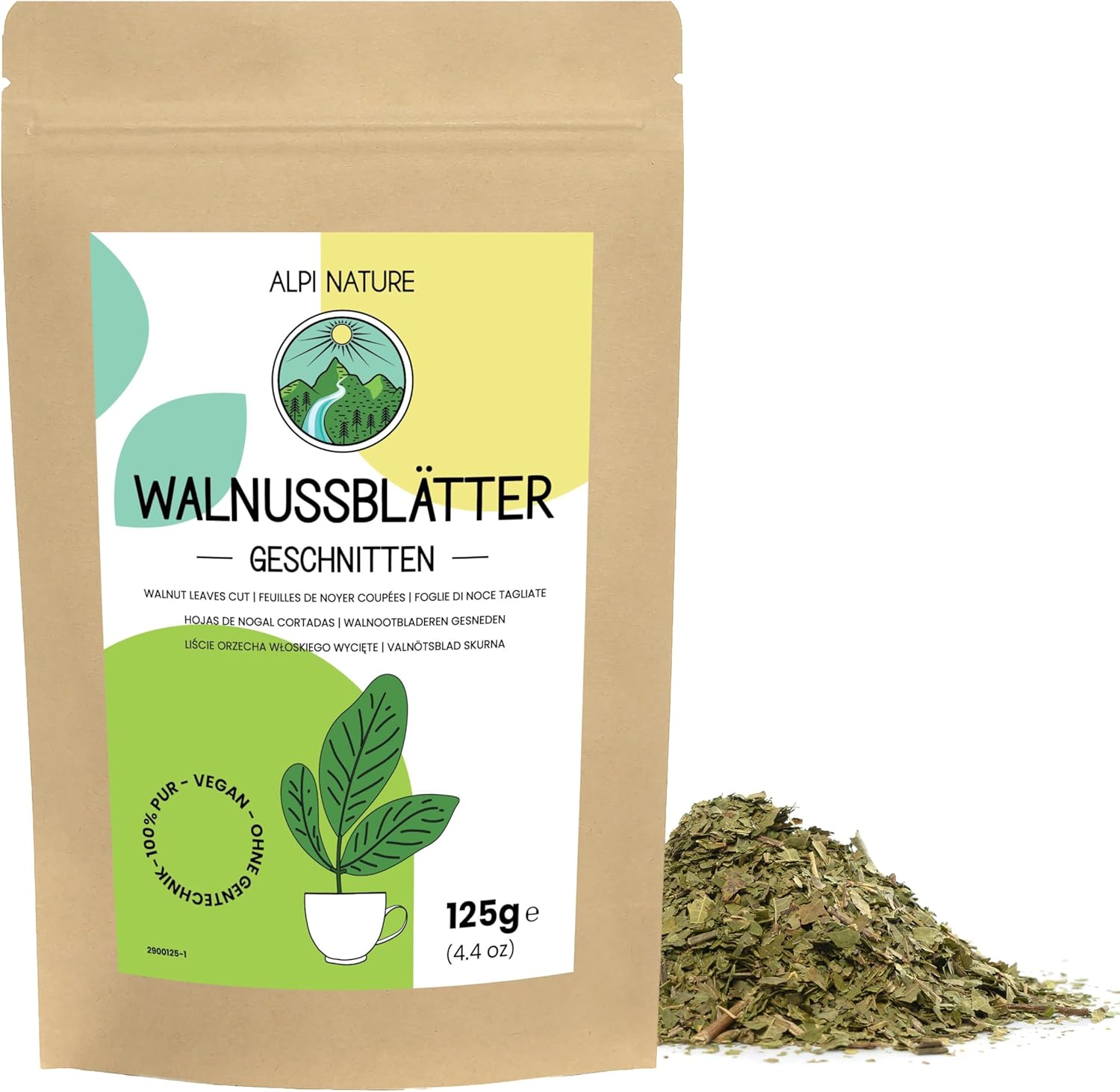 Feuilles de Noyer 125g par Alpi Nature, Feuille Séchées et Coupées, Thé en Vrac 125 g (Lot de 1)