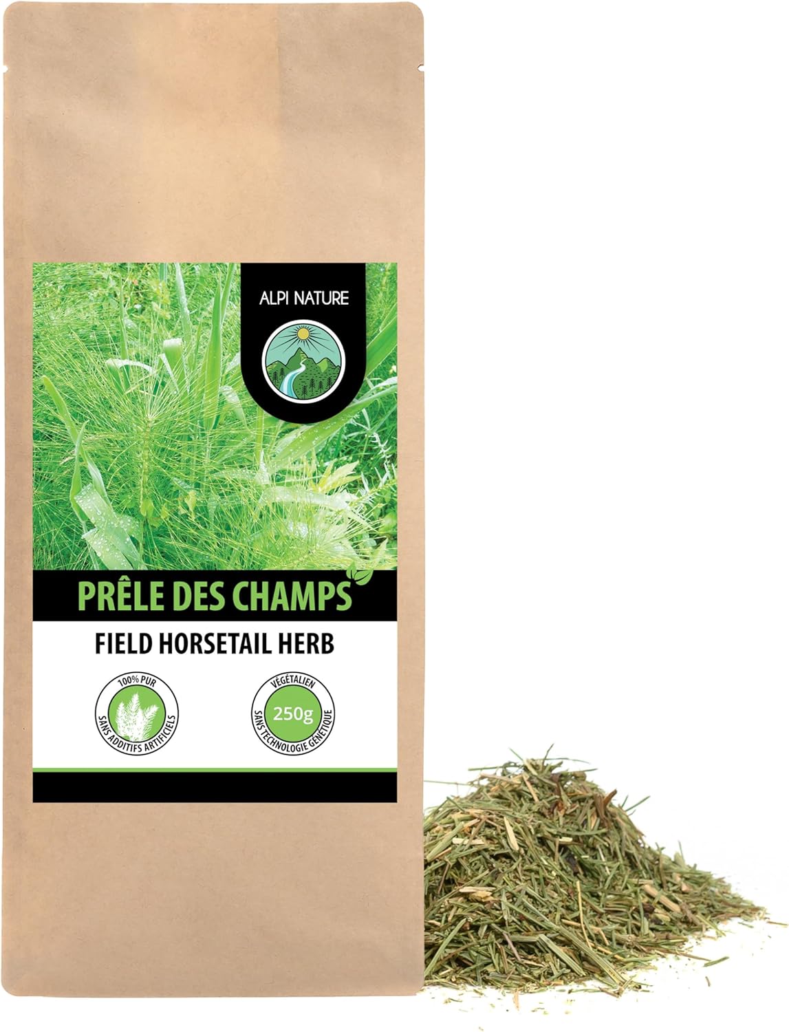 Prele des Champs Tisane 250g par Alpi Nature, Prêle des Champs Séchée et Coupée, Thé en Vrac 250 g (Lot de 1)
