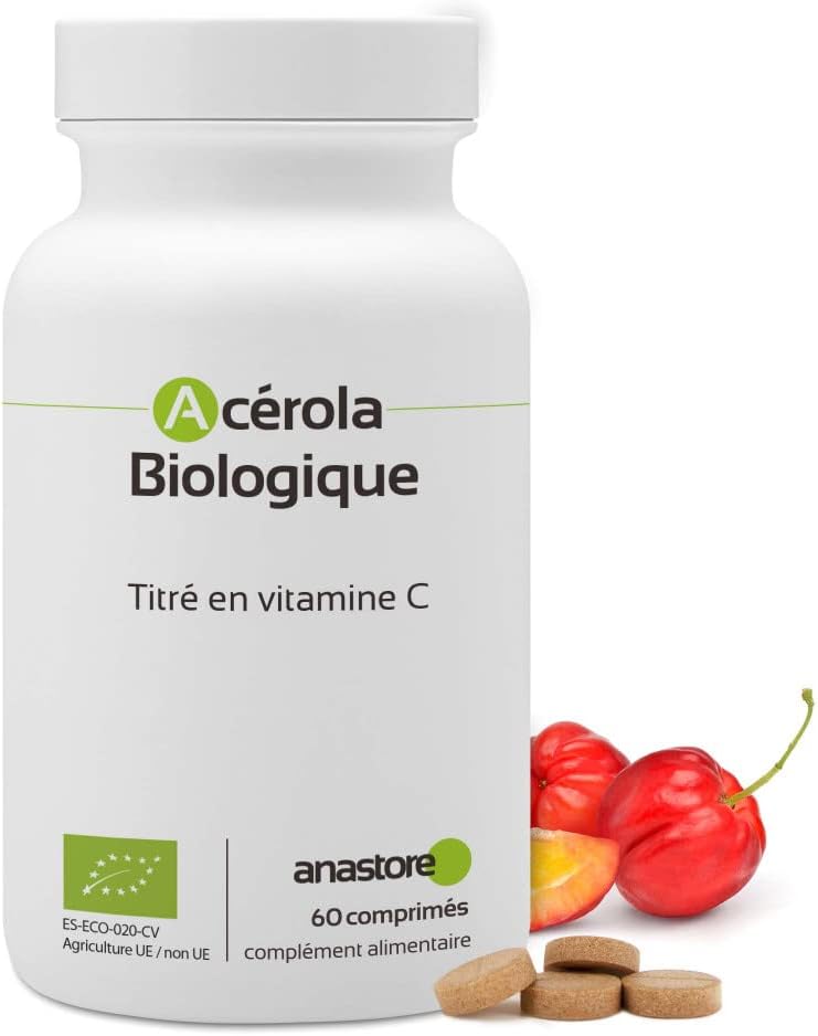 Vitamine C Naturelle Bio * 170 mg / 60 comprimés * Acérola Biologique Titrée à 17% en vitamine C naturelle Bio