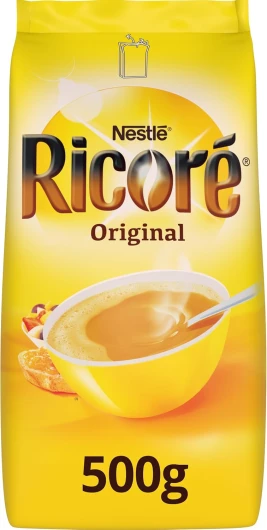 NESTLÉ RICORÉ Original - Café Chicorée Soluble - Substitut de Café - Source de Bien-Être (Magnésium) et Fibre - Approvisionnement 100% plus Responsable - Produit en France - Sachet de 500g Ricoré 500g