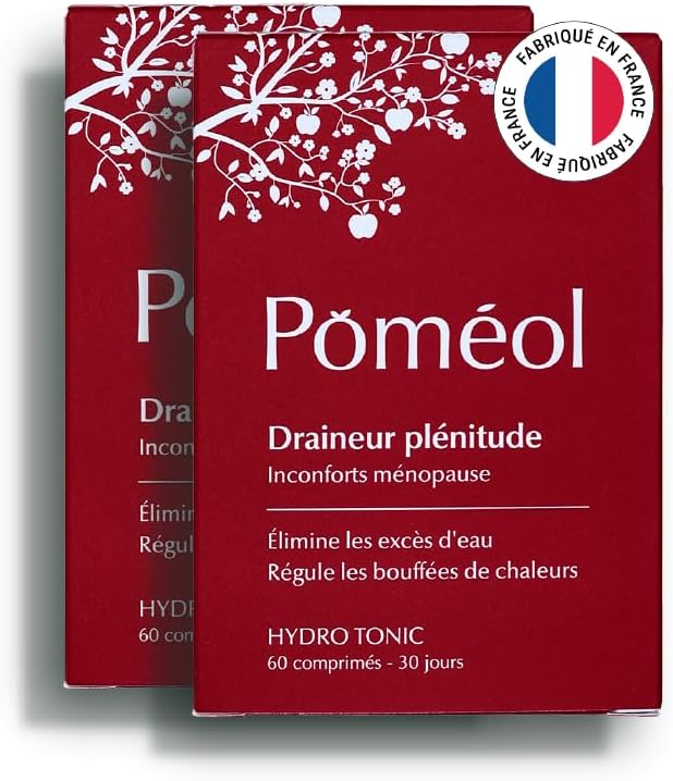 Complément Alimentaire Drainant Ménopause -Réduit les Bouffées de Chaleur & Rétention d'Eau & Perte de poids ǀ Yam, Houblon, Zinc, Reine-des-prés, Vitamines E, D3 - 120 comprimés, 60 jours ǀ POMÉOL 30 unité (Lot de 2)