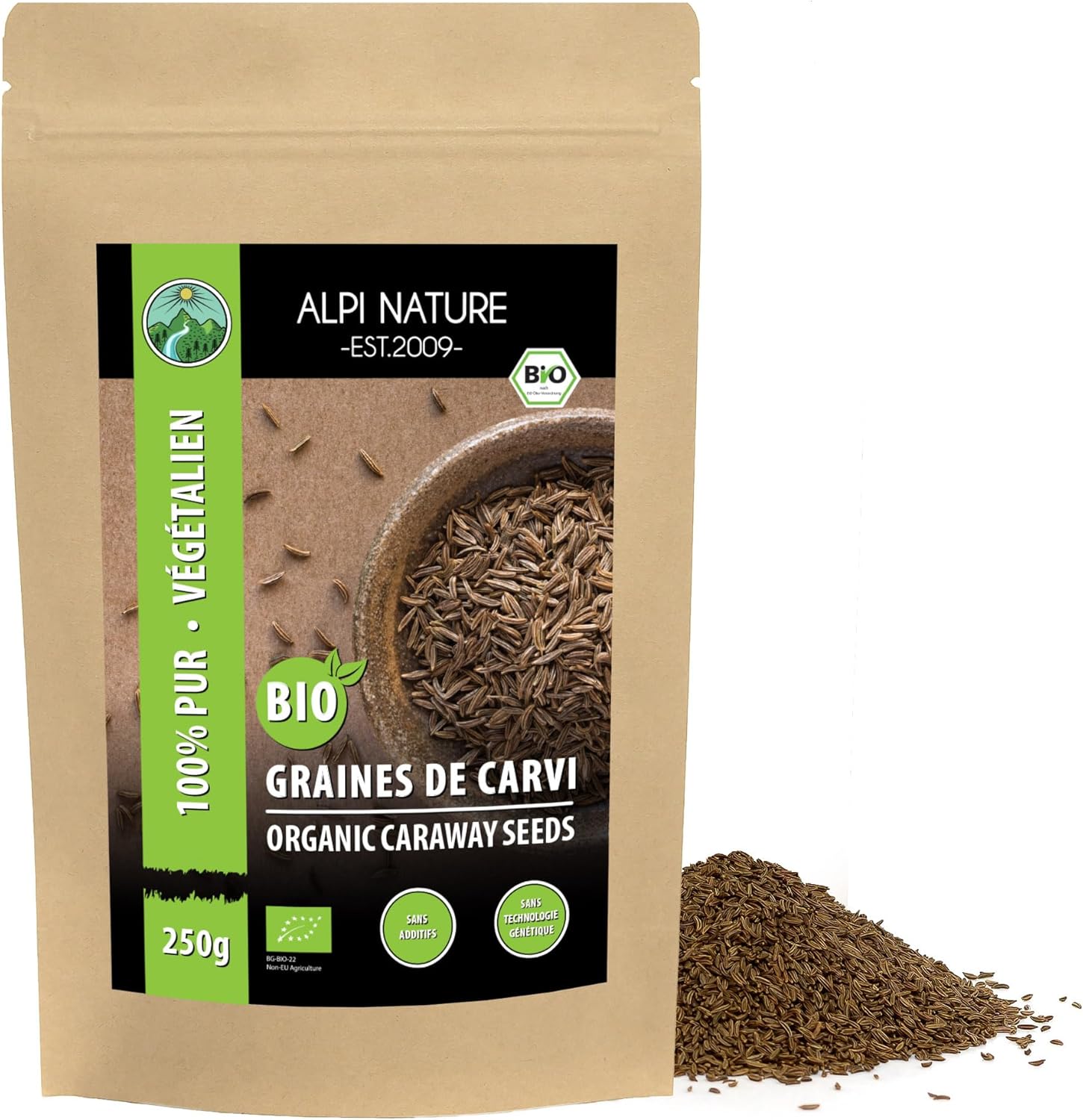 Carvi Graines BIO 250g par Alpi Nature, Graines de Carvi Entières pour la Cuisine et la Pâtisserie 250 GR