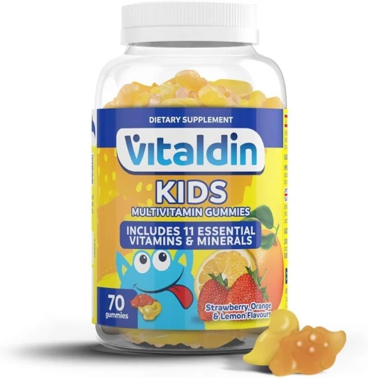Multivitamines Kids Gummies – Complément Alimentaire pour Enfants – 11 Vitamines et Minéraux – 70 Gommes (pour 1 mois); saveur de Fruits – Vitalité & Immunité – Sans Gluten