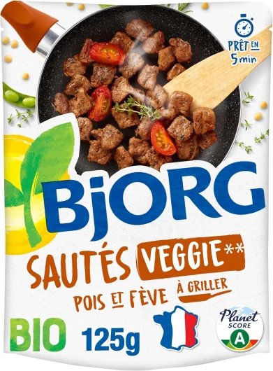 Sauté Veggie Bio - Pois et fèves - Source de Protéines - Pauvre en Acide Gras Saturé - à Poêler - 125 g Pois & Fèves