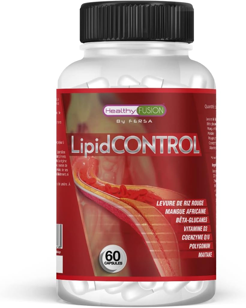 , Lipid Control - Traitement Puissant du Cholestérol - Réduit et Régule les Niveaux de Cholestérol - Levure de Riz Rouge - Coenzyme Q10 - Resvératrol - Vitamine D - 60 Unités