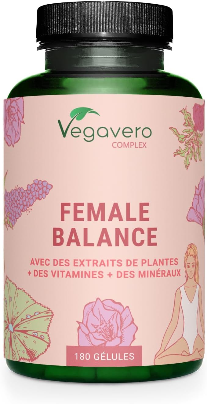 Reequilibrage Hormonal Femme - Avec Gattilier, Maca, Acide Folique - SPM + Dérèglement Hormone œstrogène - 180 Gélules - Vegan & Sans Additifs - Vegavero®
