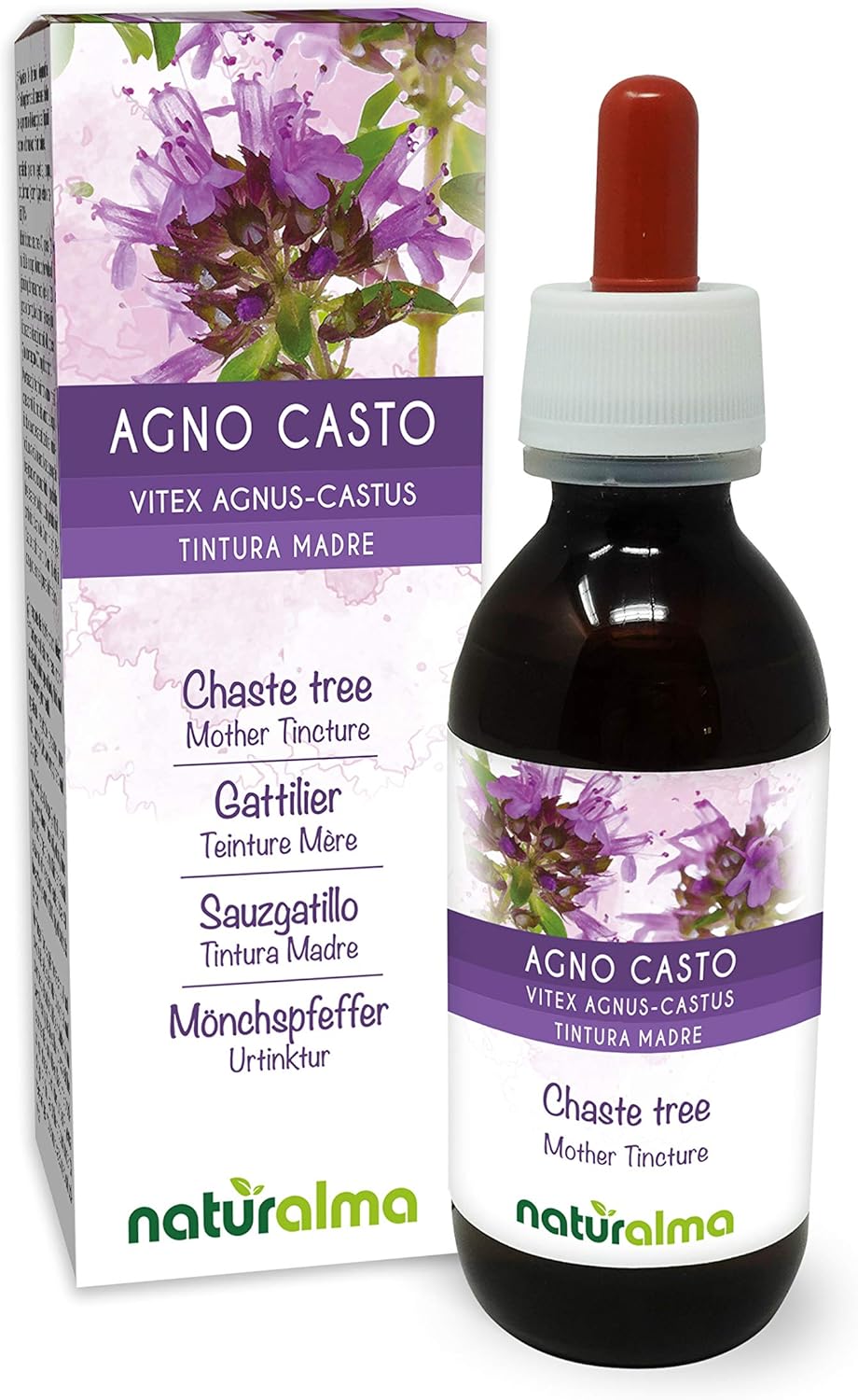 Gattilier (Vitex agnus-castus) fruits Teinture Mère sans alcool Naturalma - Extrait liquide gouttes 120 ml - Complément alimentaire - Végétalien ou végan Sans alcool 120 ml (Lot de 1)