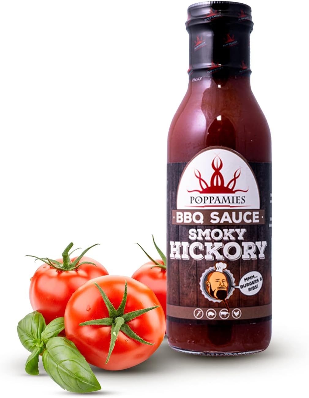 BBQ Smoky Hickory - Sauce barbecue fumée à l'américaine sans additifs, idéale pour les burgers et les côtes - Piquant : 0/10 - 410g