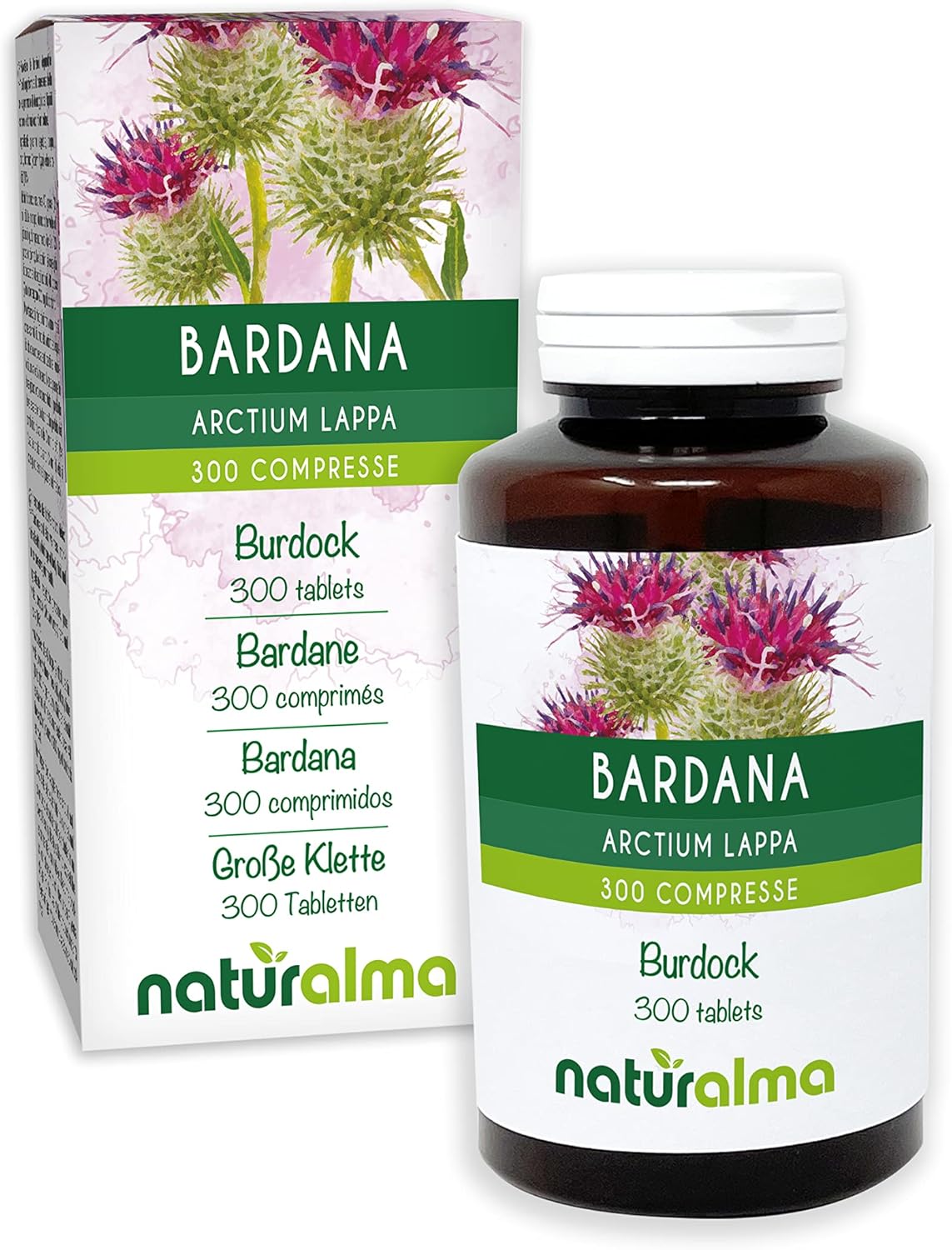 Bardane (Arctium lappa) racines Naturalma - 150 g - 300 comprimés - Complément alimentaire - Naturel et Végétalien