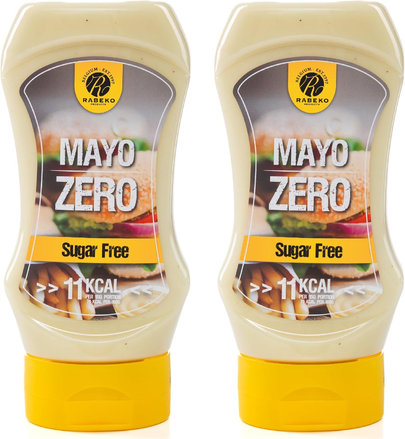 Rabeko Zero Sauce - Mayo, 2 x 350ml sans sucre et peu de matières grasses - produits sains, faible en glucides et en calories pour salades, frites, burgers, grillades - sans gluten ni lactose Mayo lot de 2