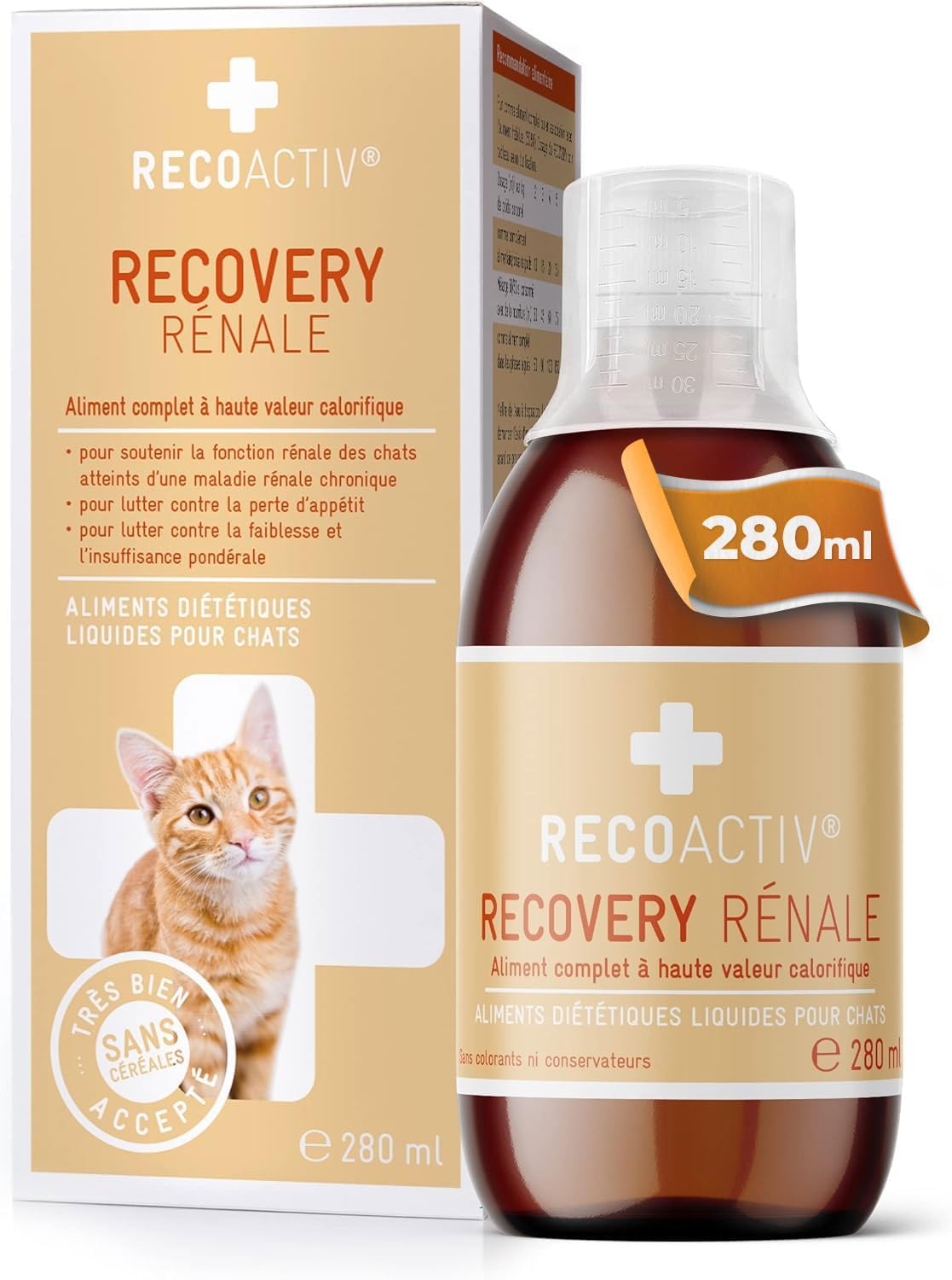 Recovery Rénale pour Chats, 1 x 280 ML, Alimentation diététique complète hautement calorique en Cas de Troubles rénale de la Fonction rénale et de Besoins énergétiques accrus