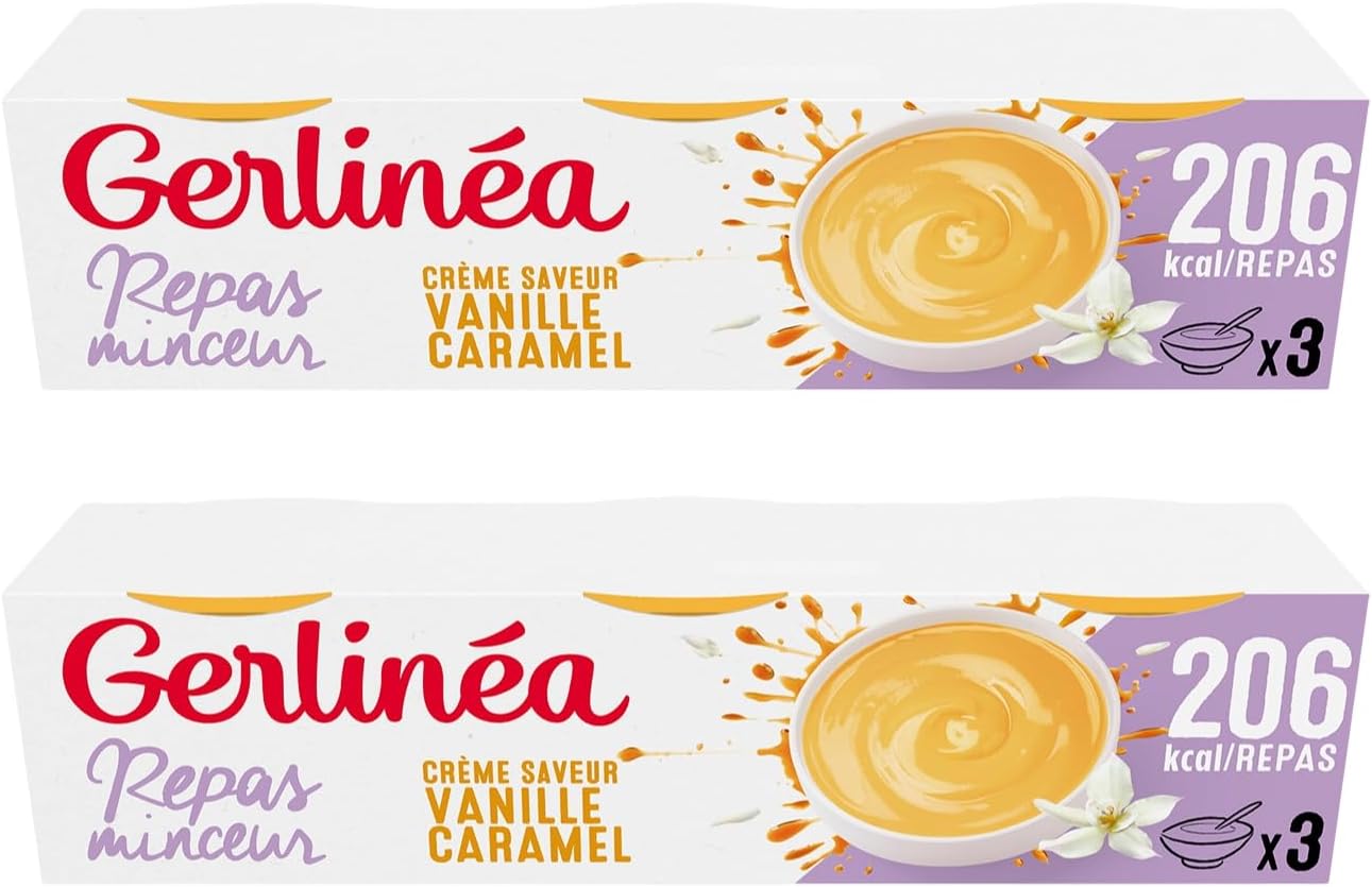 Coupelle Crème Repas Minceur - Substitut de Repas Complet et Rapide - Saveur : Vanille-Caramel - 6x210g