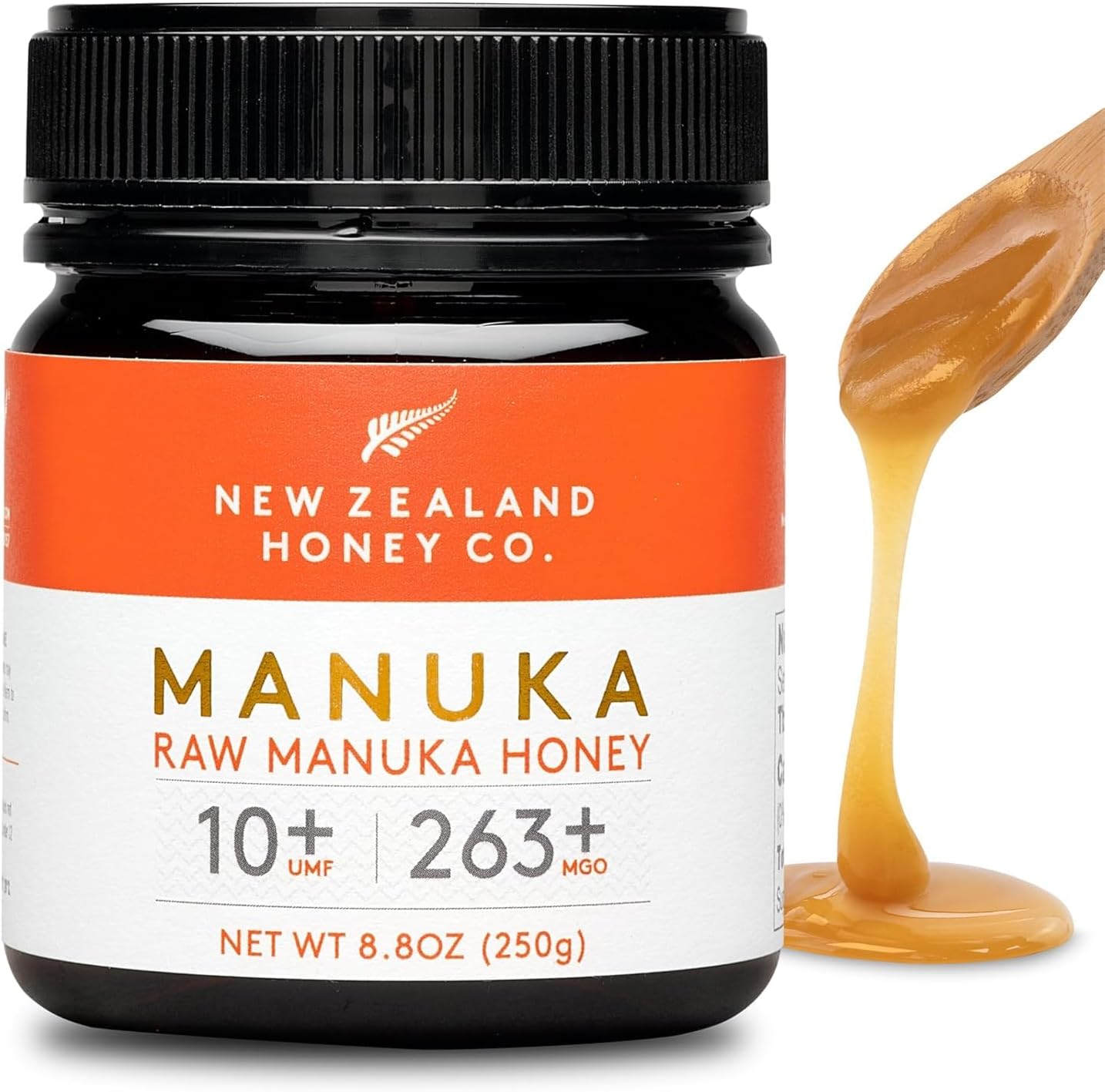 Miel de Manuka MGO 263+ / UMF 10+ de New Zealand Honey Co - - Actif et brut - Fabriqué en Nouvelle-Zélande - 250g UMF 10+ - MGO 263+ 250 ml (Lot de 1)