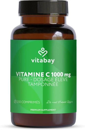 Vitamine C 1000 mg - 250 Comprimés de Vitamine C Naturelle à Libération Prolongée - Végane sans Additifs et à Haute Dose - Vitamine C avec Bioflavonoïdes d'Agrumes - Vérifié en Laboratoire 365 g (Lot de 1)