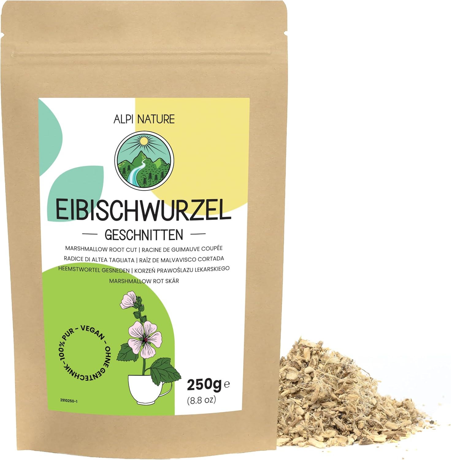 Racine de Guimauve Tisane 250g par Alpi Nature, Racine de Guimauve Coupée et non Pelée, Thé en Vrac