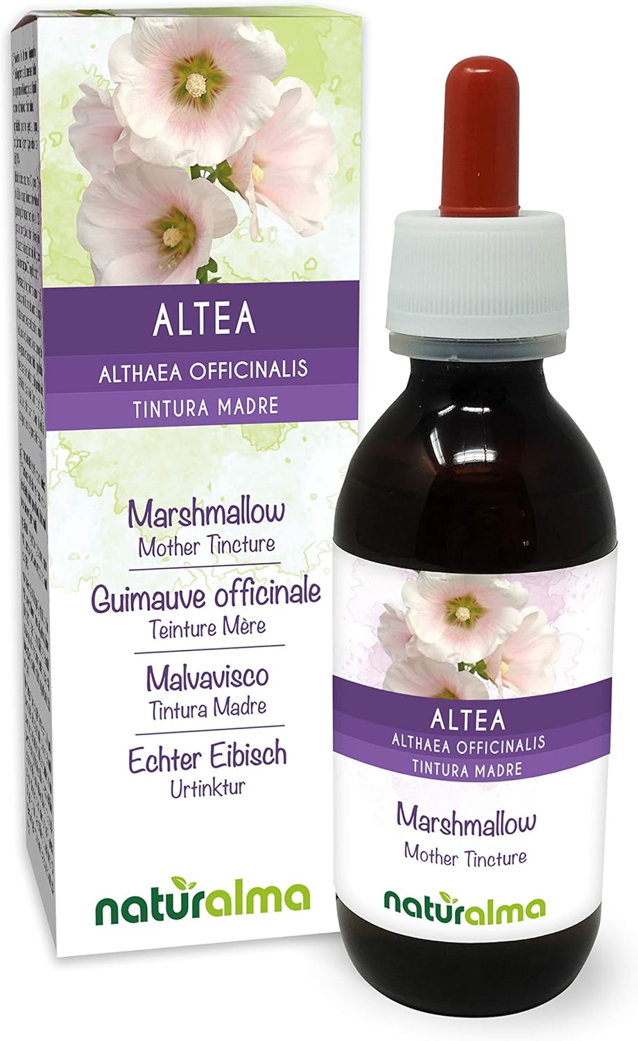 Guimauve officinale (Althaea officinalis) racines Teinture Mère sans alcool Naturalma - Extrait liquide gouttes 120 ml - Complément alimentaire - Végétalien ou végan Sans alcool 120 ml (Lot de 1)