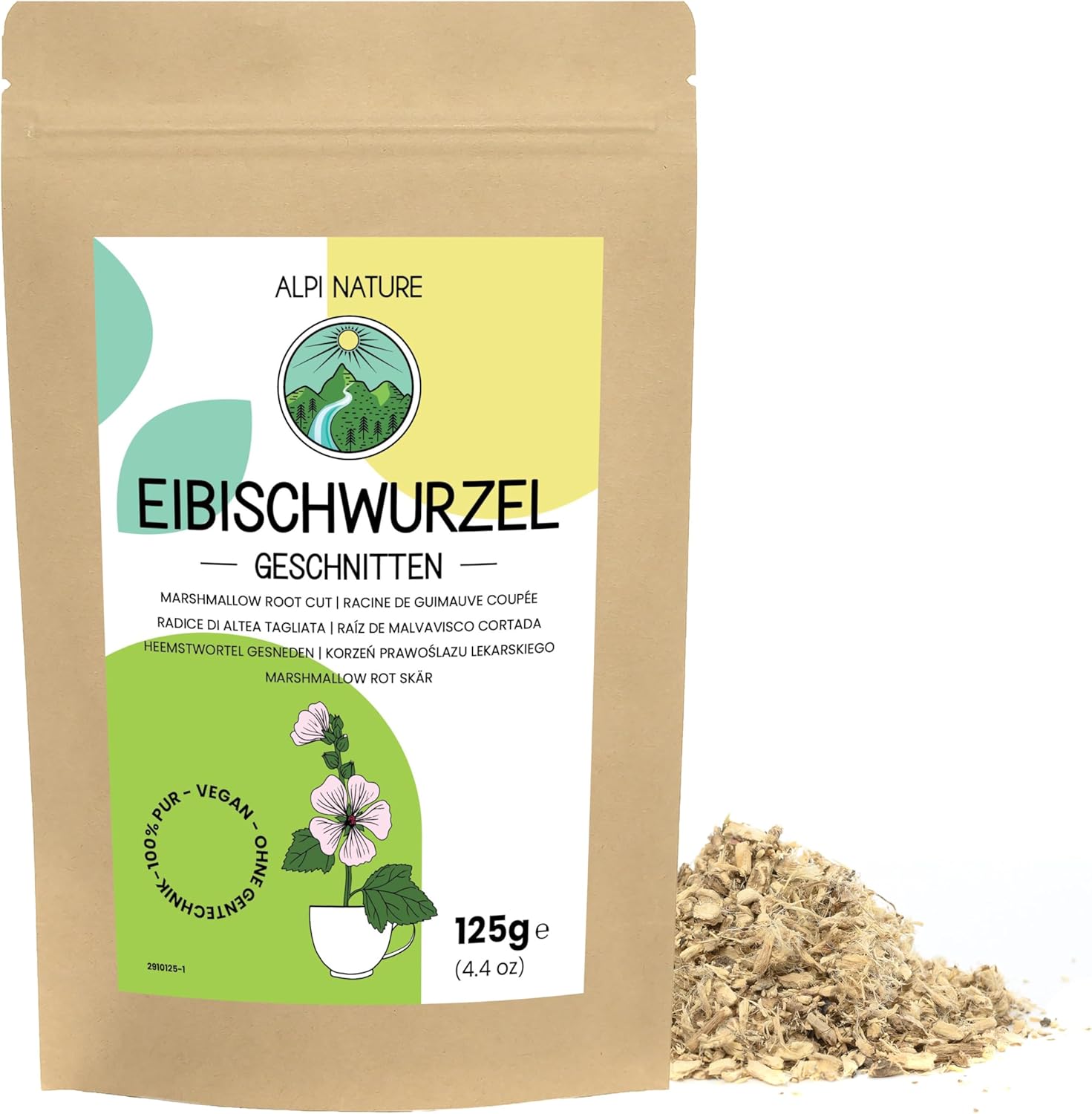 Racine de Guimauve Tisane 125g par Alpi Nature, Racine de Guimauve Coupée et non Pelée, Thé en Vrac