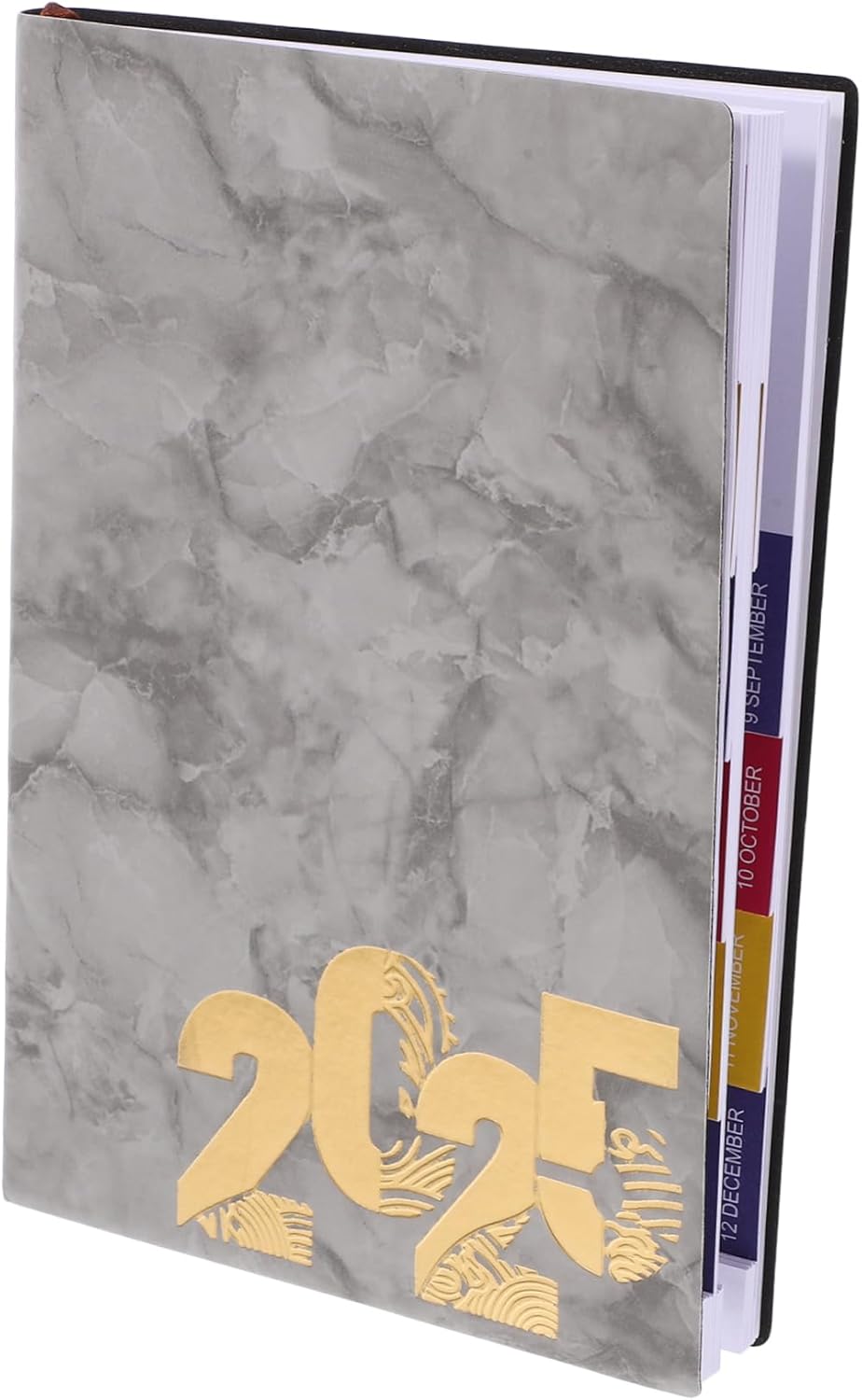Planificateur Annuel à Couverture Marbrée Agenda Scolaire et Professionnel avec Organisation Hebdomadaire et Mensuelle pour Étudiants et Couleur Grise