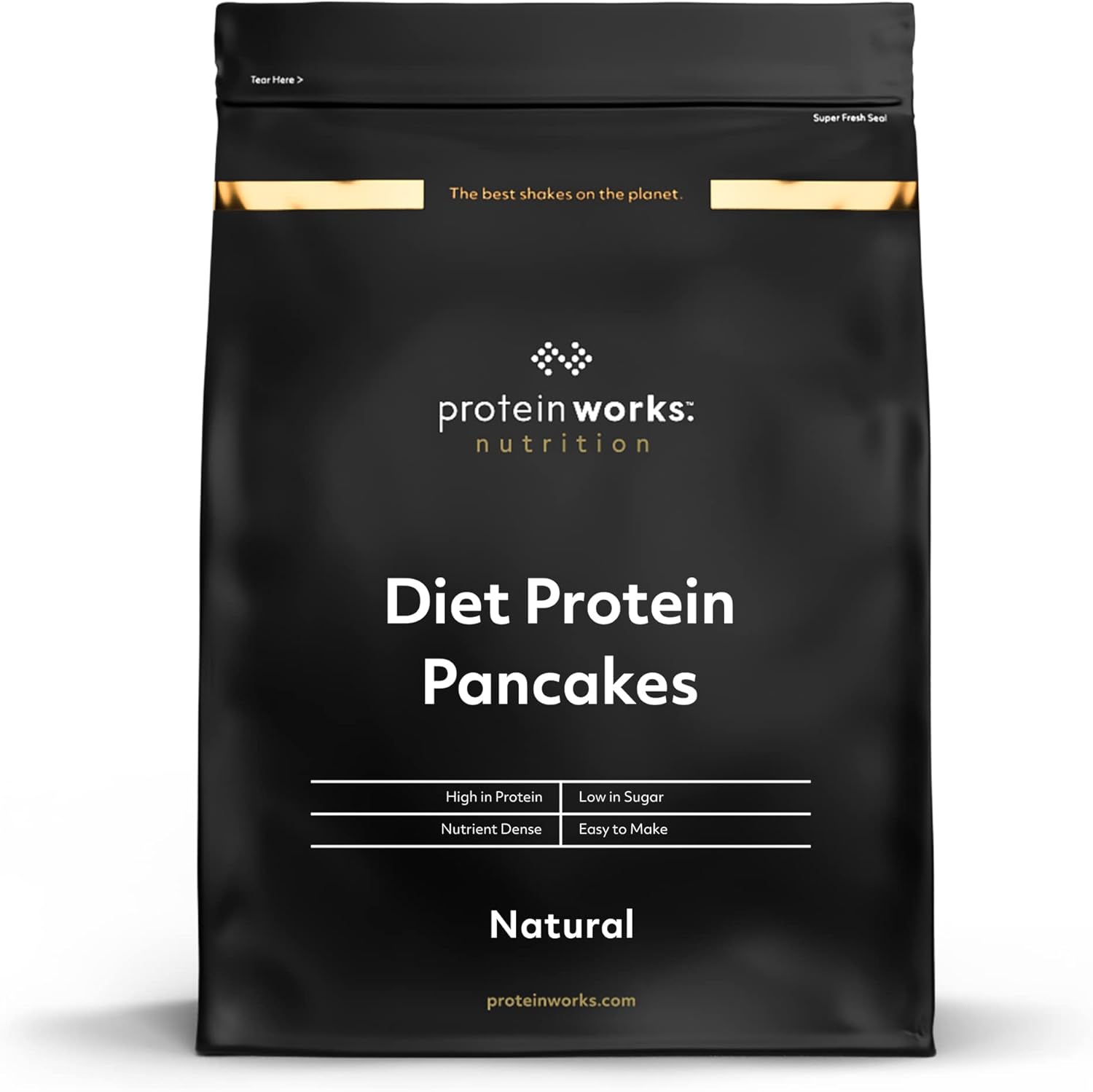 Pancakes Protéinés Diet - Nature - Encas riche en protéines et faible en sucre - Facile et rapide à préparer - Protein Works - 1kg Nature 1 kg (Lot de 1)