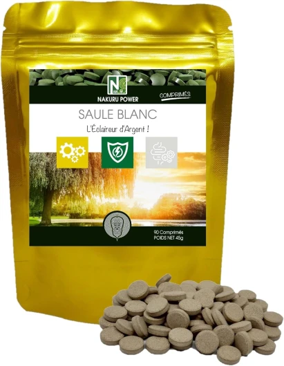 Saule Blanc - Gamme Power - Fabriqué en France - "L'Éclaireur d'Argent !" (90 Comprimés de 500mg / Poids Net: 45g) 90 unité (Lot de 1)