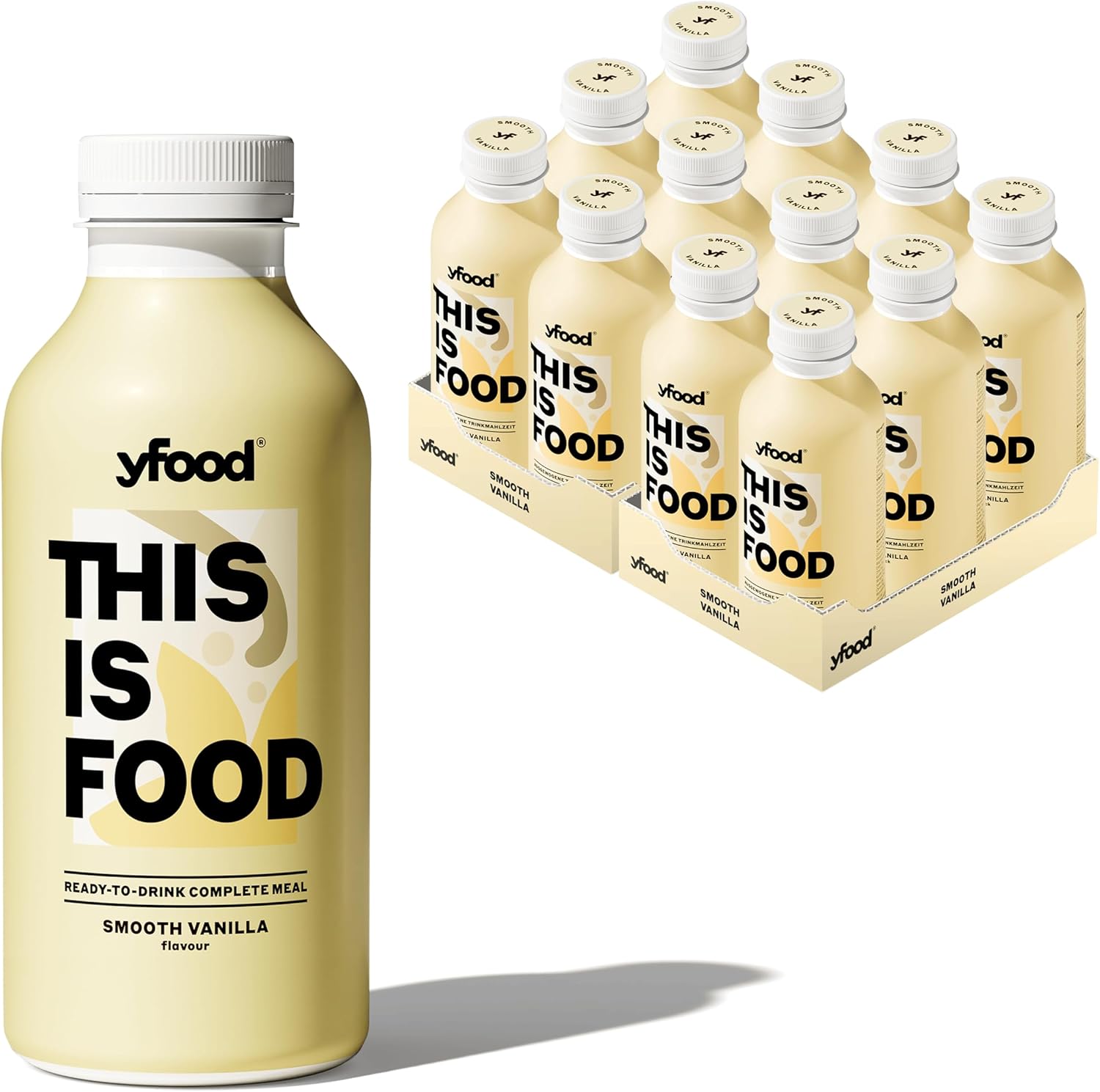 Smooth Vanilla, repas prêt à boire, THIS IS FOOD, substitut de repas, 34 g de protéines, 26 vitamines et minéraux (12 x 500 ml), goût vanille Smooth Vanilla 500 ml (Lot de 12)