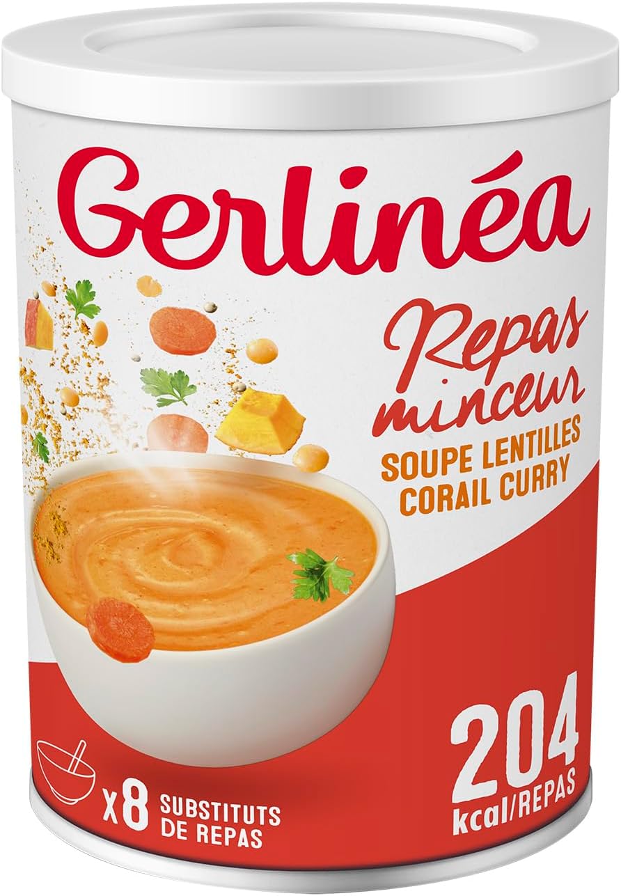 Soupe Lentilles Corail et Curry - Substituts de repas riche en protéines - Soupe déshydratée - contient 8 repas