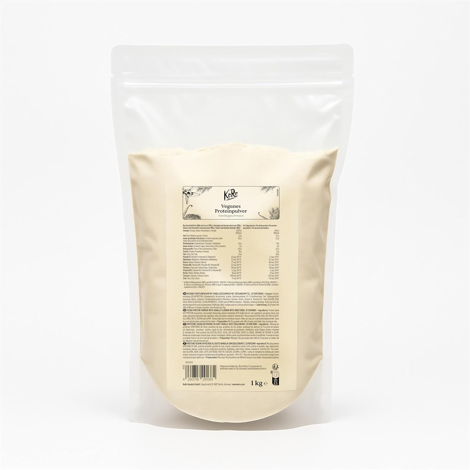 Protéines en poudre vegan à la vanille 1 kg