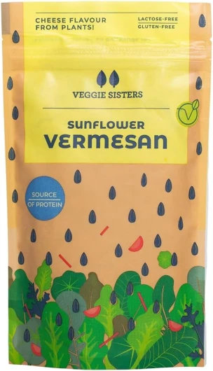 Parmesan Végétalien Râpé 90 g - Fromage Vegan à base de Noix de Cajou - Parmesan Sans Gluten - Fromage Râpé Sans Additifs ni Arômes Artificiels Graines de tournesol