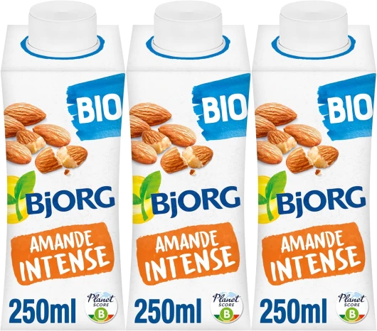 Lait d'Amande Intense - Boisson Végétale Bio - Pauvre en Acides Gras Saturés - 3 Mini-Briques de 20 cl Amande - Lot de 3 (3 x 200ml)