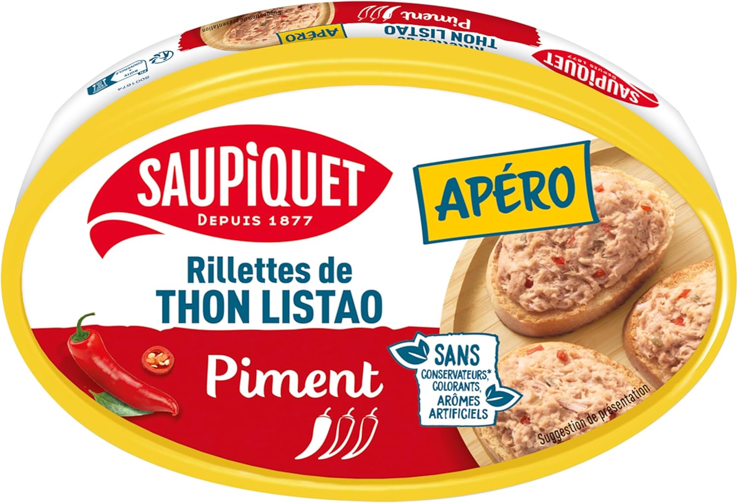 SAUPIQUET - Rillettes de Thon au Piment - Idéal Tartines, Toasts, Apéritif - Issu d'une Pêche Traçabilité Garantie - 12 Conserves (115 g) Thon Piment 115 g (Lot de 12)