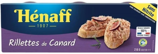 Délices du Terroir : Trio Gourmand de Rillettes de Canard Hénaff - 3x75g - Spécialités du Sud-Ouest en Conserve - Le Lot De 3