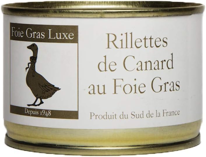 Rillettes de Canard au foie gras - 160g - Produit à la Ferme Origine Landes France - prêt à Déguster Foie Gras Luxe.