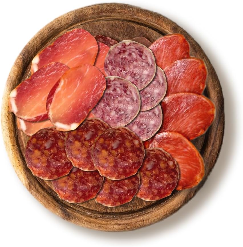 Assortiment de Saucisses Tranchées Gourmandes - Jambon, Longe, Chorizo ​​​​et Saucisse Extra Sous Vide - Préparation traditionnelle - Idéal pour les tapas - EIbérico