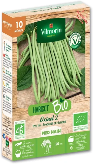 Graines de Haricot Nain Vert Oxinel 2 BIO - 10 metres