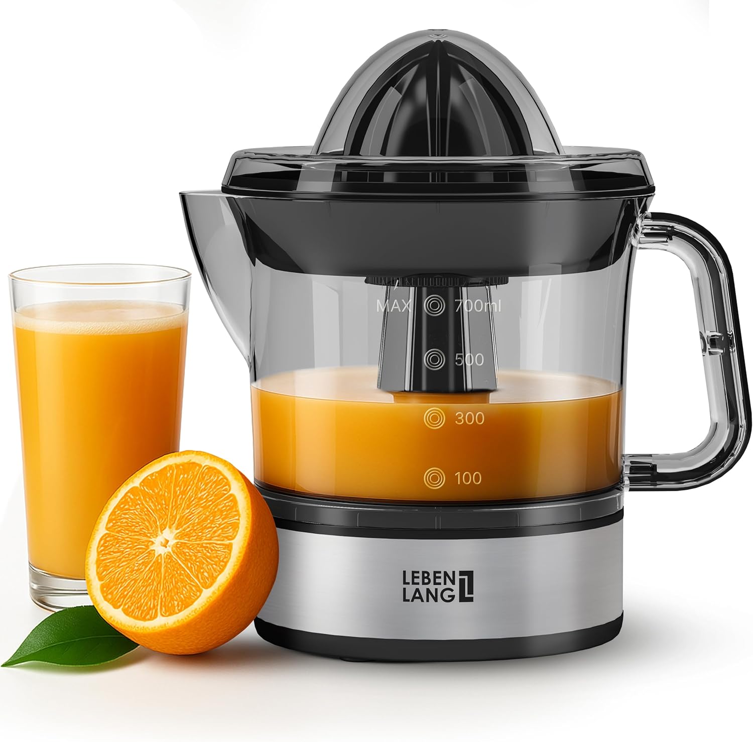 Presse agrume electrique - 2 cônes & sans BPA I Haut rendement en jus I 700ml presse agrumes electriques I Presse-agrumes de jus d'orange machine électriques Presseur fruits automatique 40w