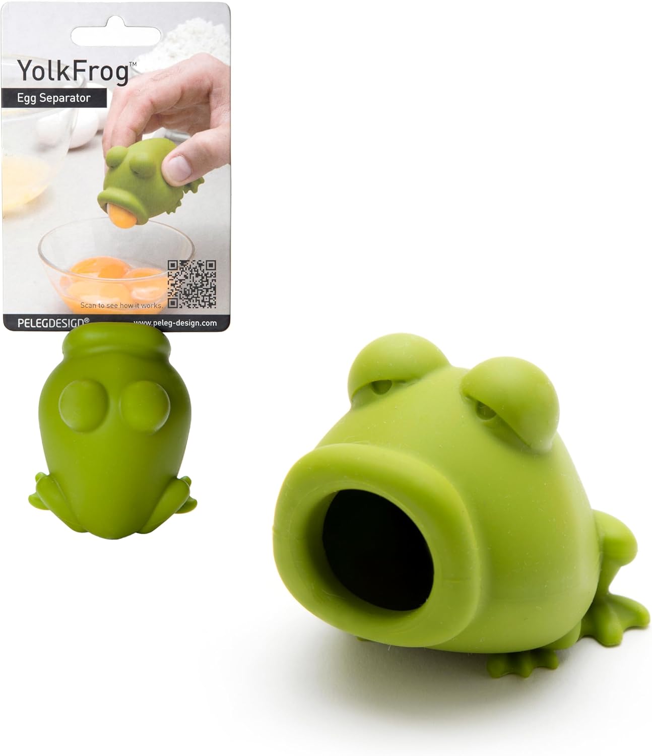 Peleg Design YolkFrog – Séparateur de Jaune d'Oeuf en Silicone - Accessoire de Cuisine Pratique pour Séparer le Jaune du Blanc - Ustensile de Pâtisserie Vert