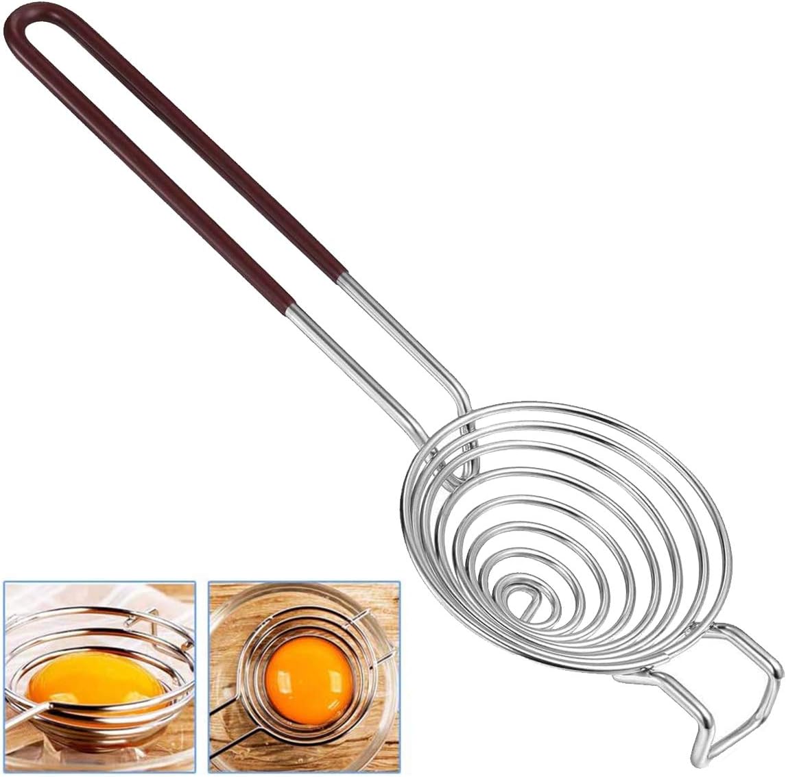 Séparateur de Jaune d’œuf Acier Inoxydable Séparateur d'oeufs Gadget de Cuisine Séparateur Blanc de Jaune d'oeuf avec Poignée pour les œufs à la Coque Gadget de Cuisine (Argent)