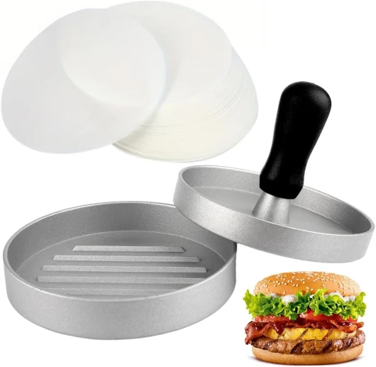 Atliberswo Presse à Hamburgers avec 50 papiers antiadhésifs, Steak haché,Fabricant antiadhésif de Steaks de Viande pour la réalisation de BBQ, de Cuisson, de Hamburgers farcis, de Hamburgers au bœuf