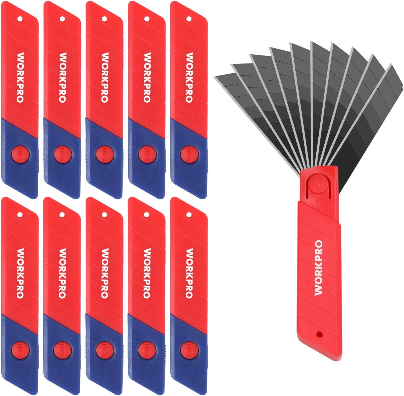 Lot de 100 Lames de Cutter 18mm, Lames Sécables en SK5 avec Distributeur, Épaisseur: 0,5mm, Longeur: 100mm