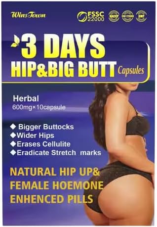 3 DAYS HIP, Complément Alimentaire pour Augmenter les Fesses et Hanches, 10 Capsules