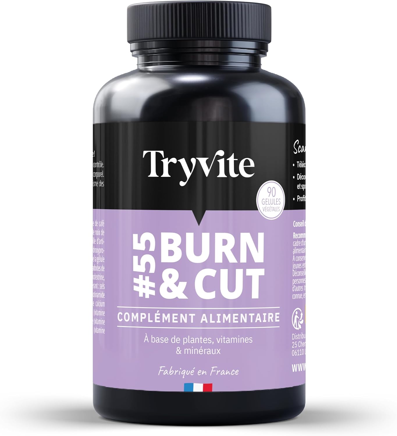 Bruleur de Graisse Puissant - Coupe Faim Puissant et Efficace - Perte de Poids Rapide et Efficace - Minceur Homme & Femme - TRYVITE BURN&CUT - Fabriqué en France