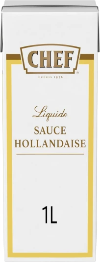 Sauce Hollandaise Liquide - Prête-à-l'Emploi - Sauce Goût Oeuf, Beurre et Citron - Pour Accompagner Légume, Poisson et Œufs - Gain de Temps - Aide Culinaire, Fonds, Fumet - Brique de 1L