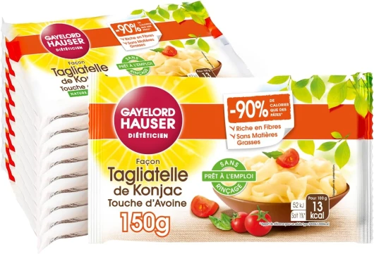 Tagliatelle de Konjac - Touche d'Avoine - Sans Rinçage - Prêt à l'Emploi - 10 Paquet de 150 g Tagliatelle De Konjac - Avoine
