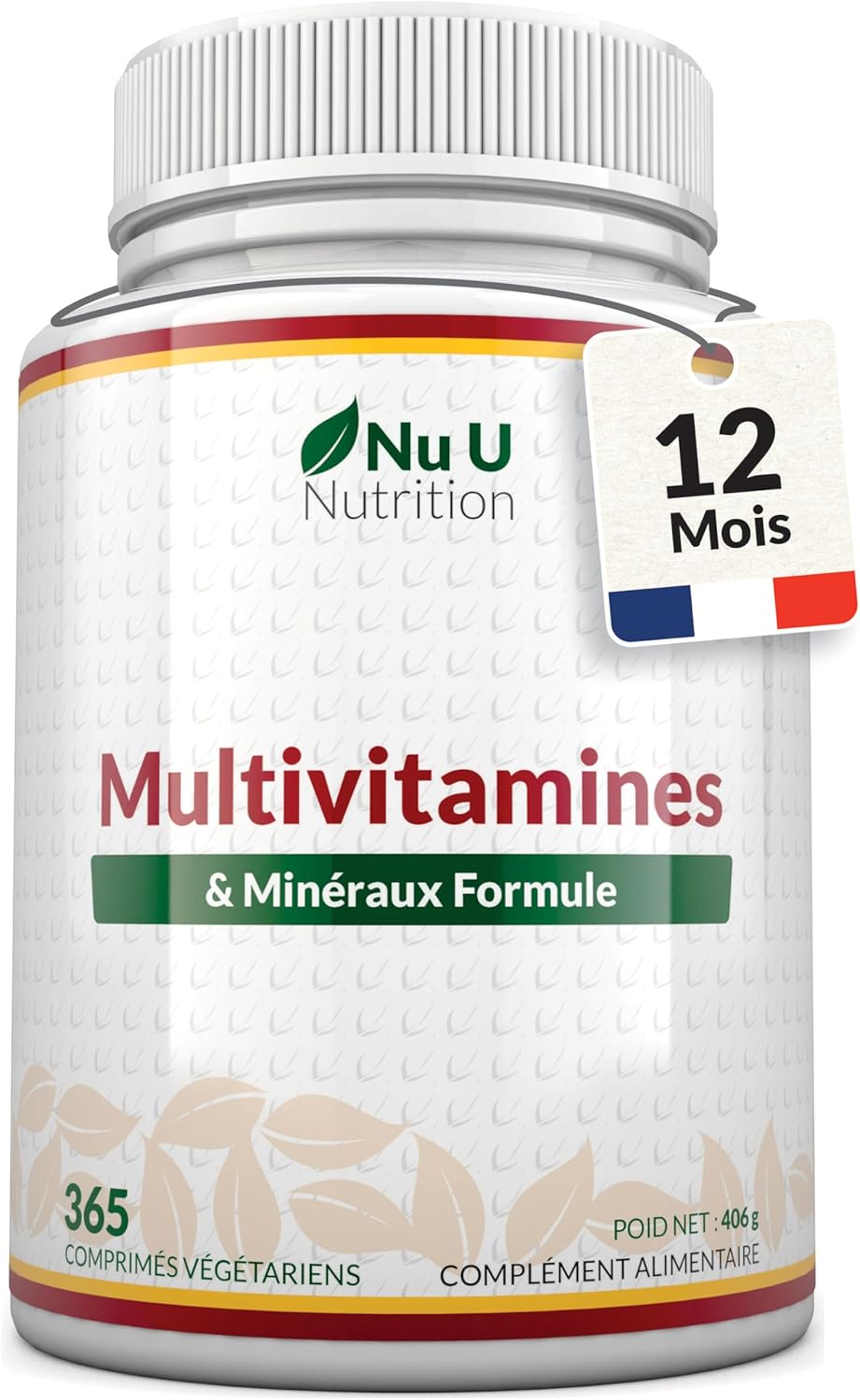 Multivitamines et Minéraux - 365 Comprimés (12 Mois) - 25 Nutriments dont Vit A B C D Fer Zinc Magnesium - Complément Alimentaire Homme et Femme - Vitamines, Minéraux et Compléments - Nu U Nutrition