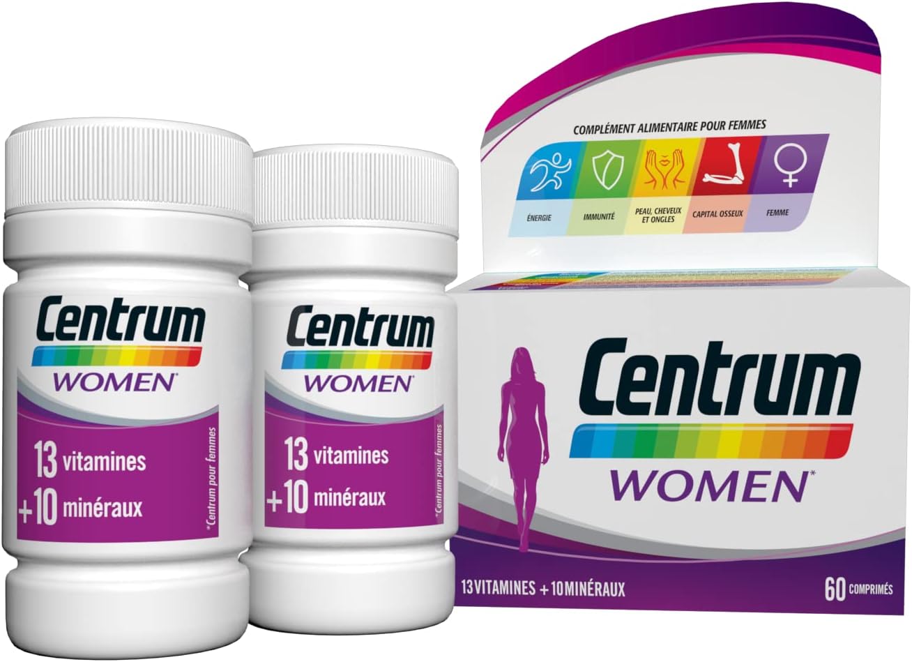 Women multivitamines femme, 13 Vitamines et 10 Minéraux, Compléments Alimentaires pour Femmes, Lot de 2x30 Comprimés Femme Lot de 2